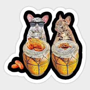 bulldog food music party Sticker